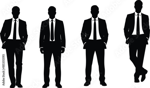 Businessman silhouette, formal attire, corporate pose, office fashion, professional look, suit style, male model