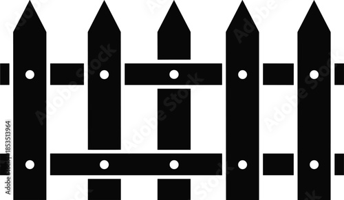 Fence, silhouette, icon, wooden, barrier, picket, gate, security, boundary, garden, outdoor, black, vector, illustration, isolated, flat, minimal, design, symbol, construction