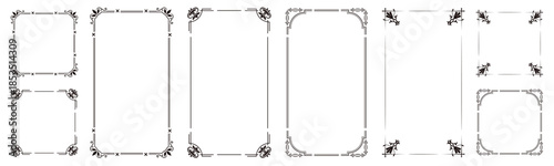 A set of decorative frames with an antique feel. Decorative borders with a luxurious look. Elegant vintage-style frames.