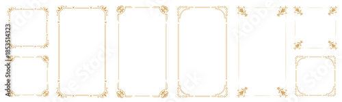 A set of decorative frames with an antique feel. Luxurious gold decorative borders. Elegant vintage-style frames.