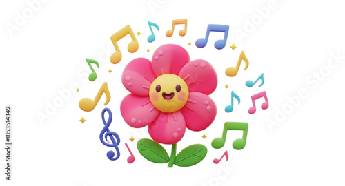 Flower with musical notes 