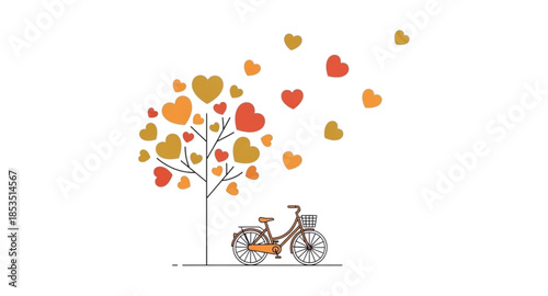 Love tree with bicycle 