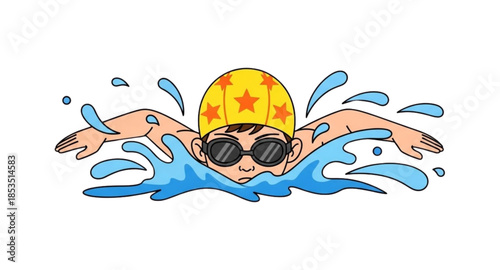 Vector illustration of swimming athlete 
