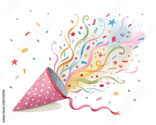 watercolor Party popper explosion vector illustration 