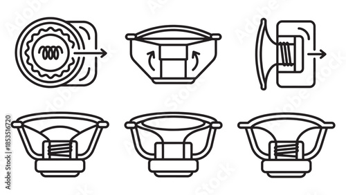 Audio Core Cutaway Speaker Driver Structure Icons