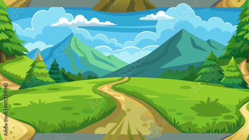 landscape with mountains and blue sky