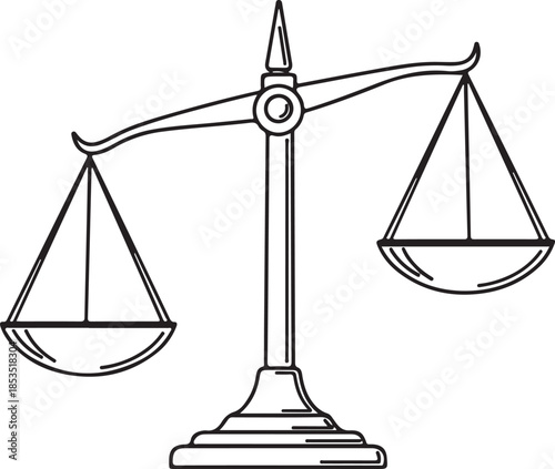 Unequal scales balance symbol justice