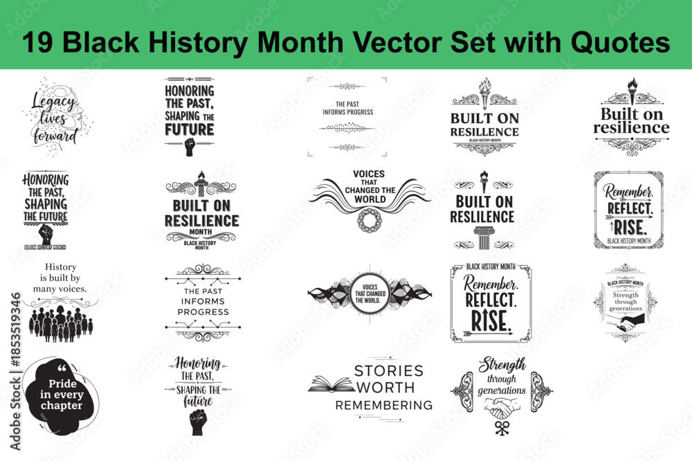 Naklejka premium Black history month Legacy lives forward quote with abstract face and dots symbolizing forward movement