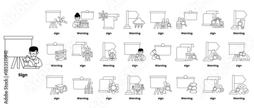 A series of pictures with the word sign at the top