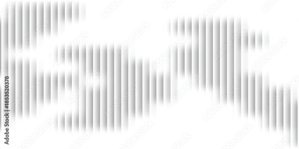 Fototapeta premium Abstract grayscale wave formed by vertical blurred stripes on a clean white background.