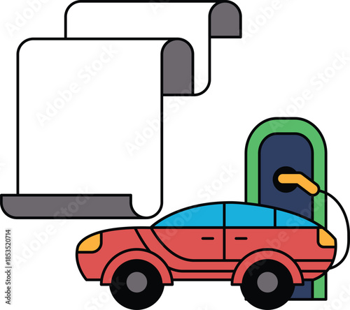 A car is parked next to a gas station