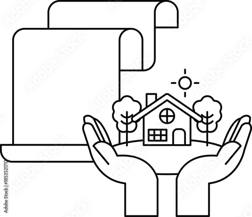 A house is being held up by two hands