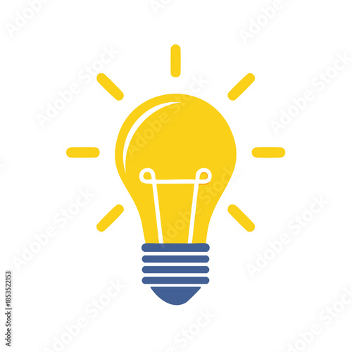 Bright Yellow Light Bulb Illustration Symbolizing Innovation, New Ideas, and Creative Solutions