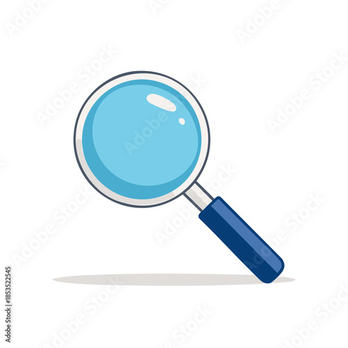 Magnifying Glass Illustration with Blue Handle and Lens for Searching and Examining Information and Details