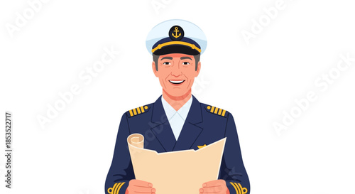 Captain Holding a Scroll with a Smile.
