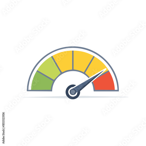 Performance Gauge with Indicator Displaying High Speed Levels Represented in Green Yellow and Red Colors Showcasing Progress