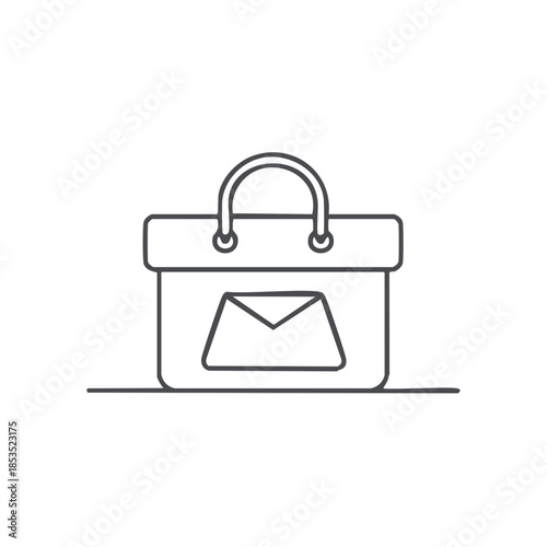 Shopping Bag Icon with Envelope Symbol for Mail, Communication, and E-commerce
