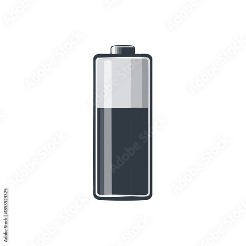 Illustration of a Battery Depicting Low Energy or Power Levels on a White Background