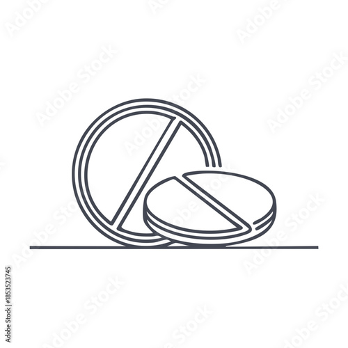 Medication Pills, Minimalist Line Art, Healthcare Concept, Round Shape, Medicine, Treatment