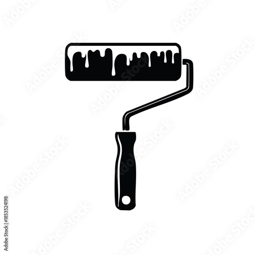 Paint roller with dripping paint icon renovation and construction equipment