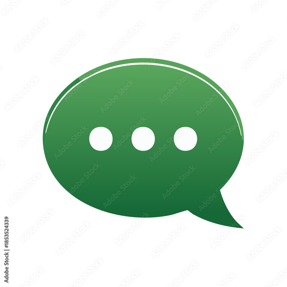 Fototapeta premium Green Speech Bubble with Three Dots for Messaging and Chat, Communication and Ideas