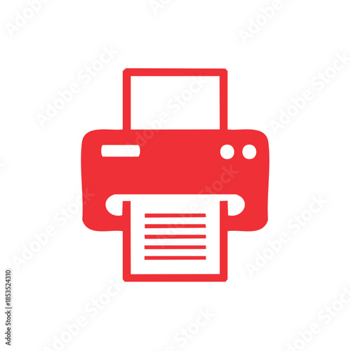 Red Printer Icon Printing Document Business Communication Printing Equipment