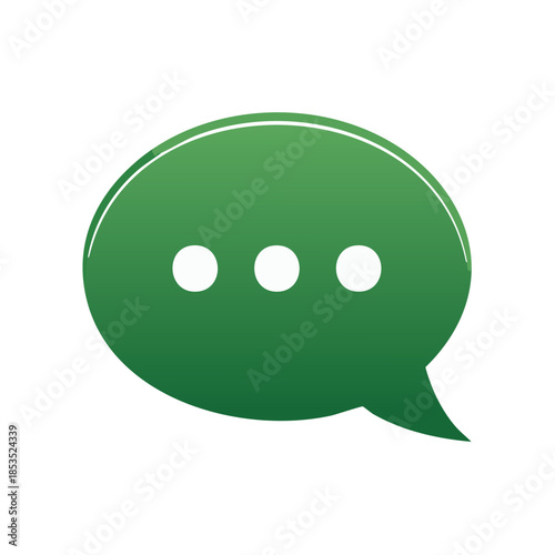 Green Speech Bubble with Three Dots for Messaging and Chat, Communication and Ideas