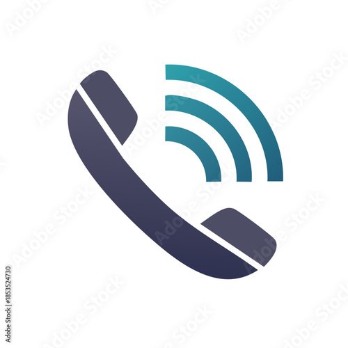 Phone receiver with signal waves emanating depicting communication and contact call icon for customer service and telecom