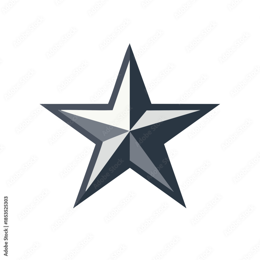 Obraz premium Metallic Star Icon with Gray Gradient