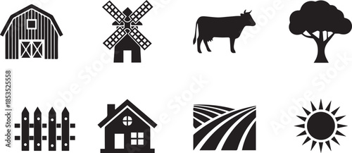 Farm and nature black and white rural simple