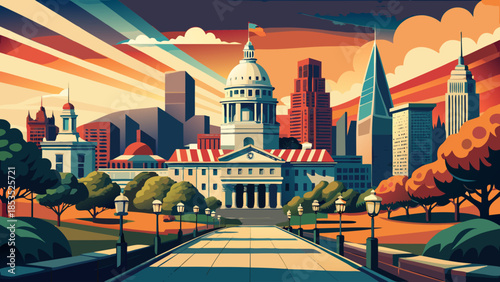 sunset in the city of thailand