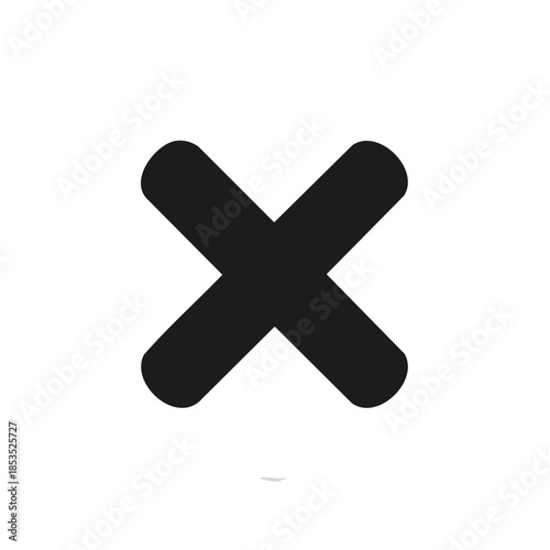 Black Cross Symbol Sign. Geometric Cancellation Mark. Deletion Symbol. Simple Black X Shape Icon