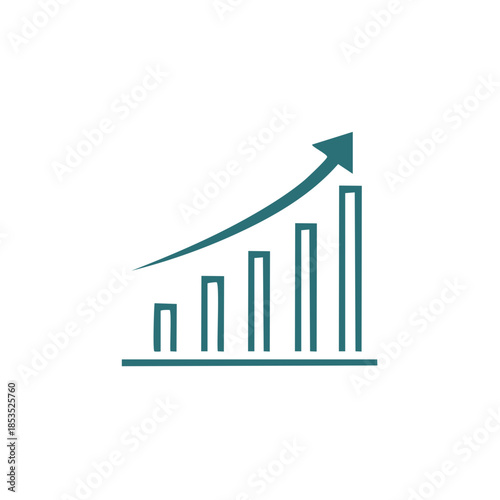 Rising bar graph with arrow. Economic growth chart showing positive trends.