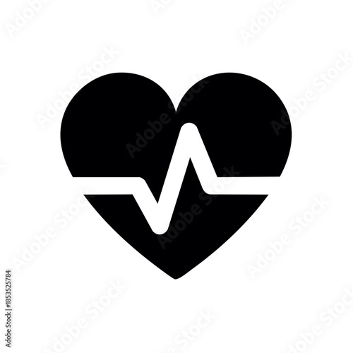 Heart with heartbeat line illustration to represent health, medical condition, and cardiology.