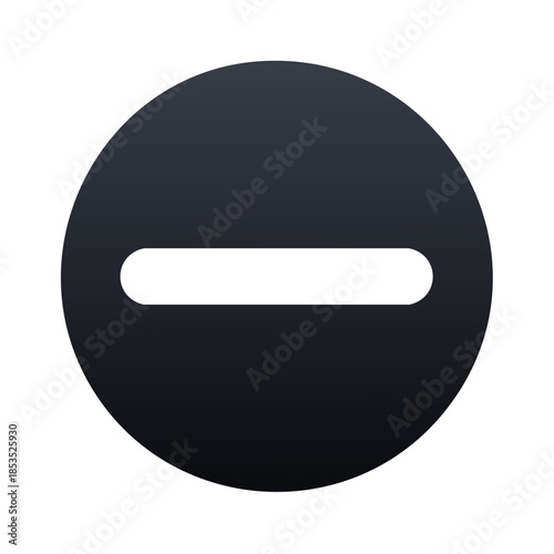 Negative Symbol in a Circle, Minus Sign, Rounded Icon, Black and White Gradient