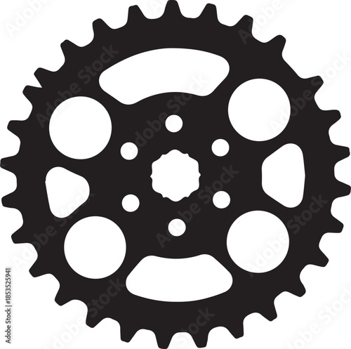 bicycle chainring or sprocket mechanical shape of a gear or cog silhouette vector black on a white background
