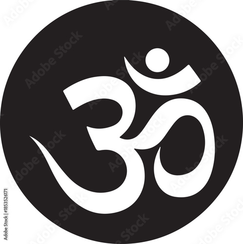 Sacred Om Symbol Hindu Aum Icon in Circle for Yoga Meditation and Spiritual Wellness Branding