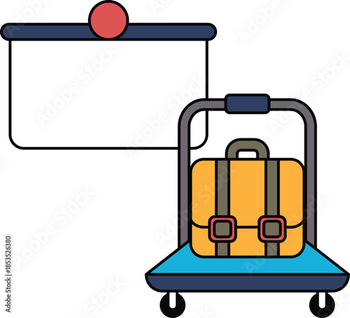 A luggage cart with a suitcase on it