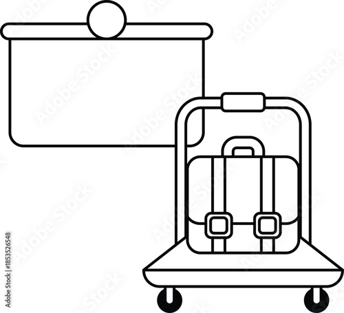 A luggage cart with a suitcase on it