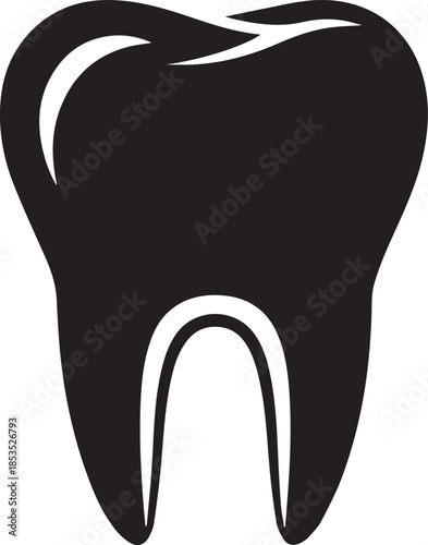 Tooth dental shape silhouette vector black on a white background