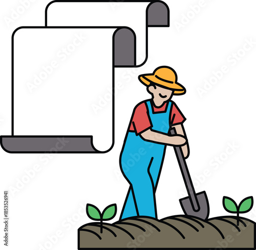 A man is digging a hole in the dirt
