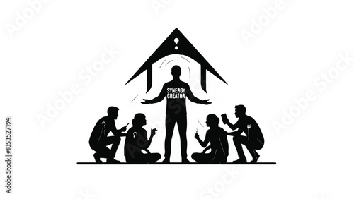 Inspirational leader sharing knowledge with attentive diverse audience under a spotlight