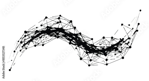 Abstract network of interconnected nodes and lines forming a dynamic, flowing pattern