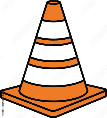 Orange traffic safety cone icon representing road construction, caution zones, hazard warnings, and temporary traffic control signage