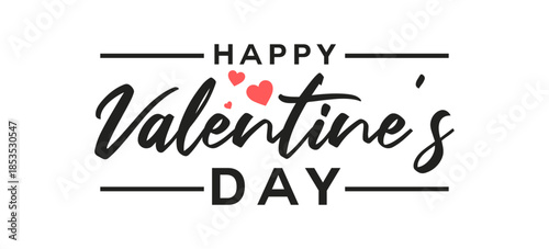 Happy Valentine’s Day Handwritten Script Typography with Hearts