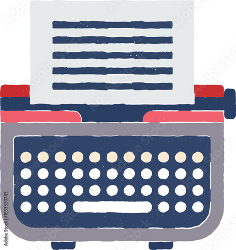 Vintage Textured Illustration of a Classic Typewriter for Retro Journalism and Storytelling