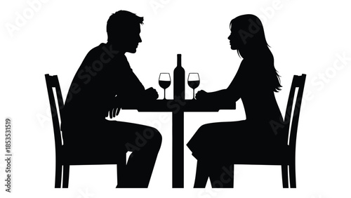 A romantic dinner for two a couple enjoying a meal together silhouette