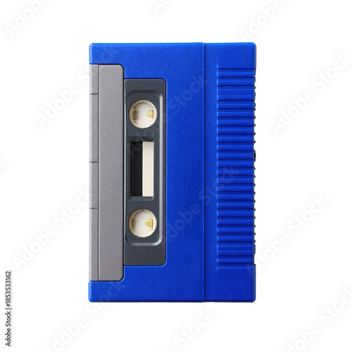 Vintage Blue Microcassette Audio Tape for Voice Recording Isolated on Transparent Background
