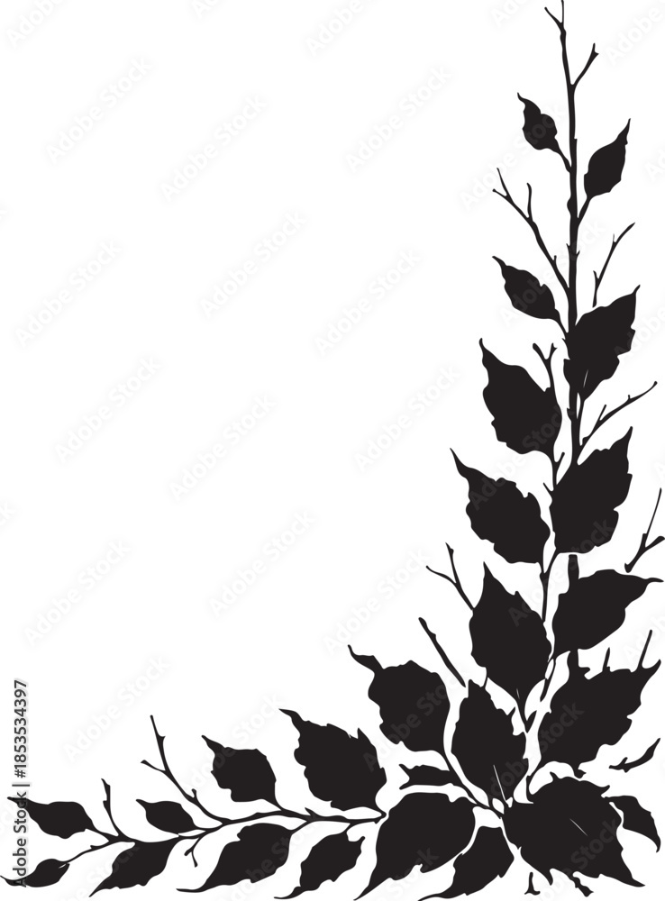 Fototapeta premium Split Edge Dry Branch Frame Dual Vertical Asymmetric Botanical Border.eps