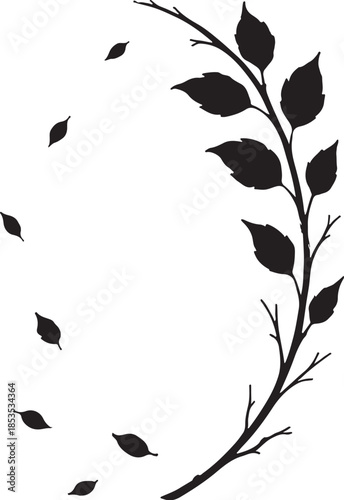 Wild Hedge Botanical Frame Uneven Density Dry Foliage Silhouette.eps